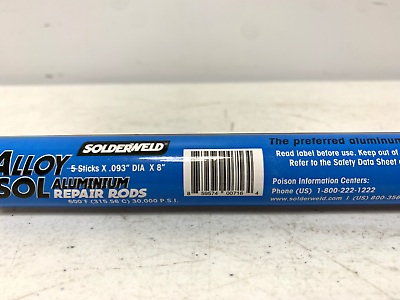 Solderweld SW-AS09305.5 Alloy Sol Aluminum Repair Solder 8 inch Rods 5 Pack - Chase Surplus