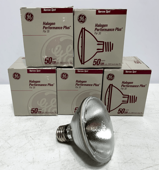 GE 50PAR30/NSP/H Flood Lamp Light Bulb Narrow Spot 50W 120V (lot of 5) - Chase Surplus