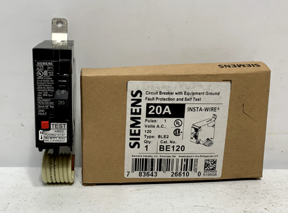 Siemens BE120 Ground Fault Equipment Protection Circuit 20 Amp 1 Pole 120V