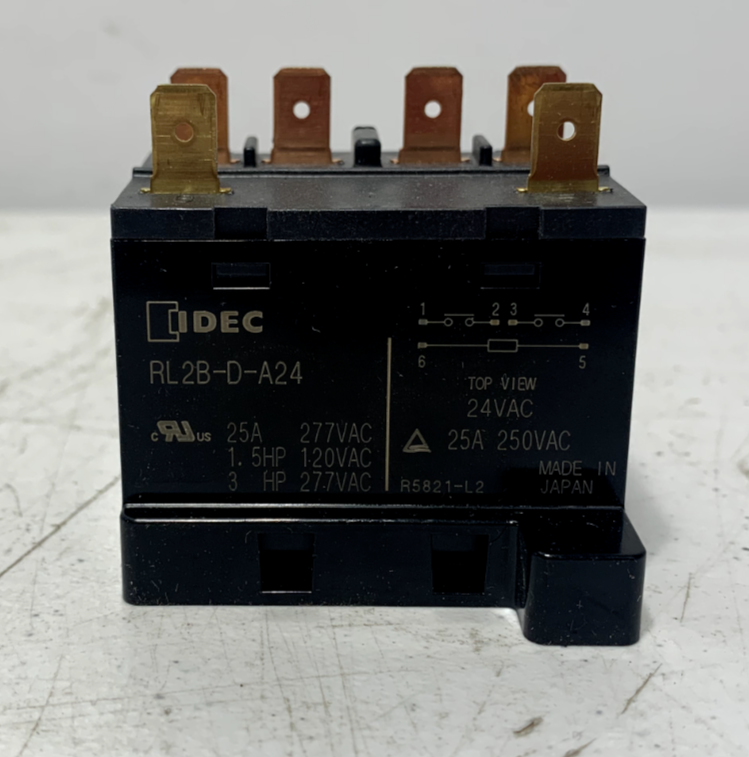 IDEC RL2B-D-A24 Power Relay 2 Pole Quick Connect 24VAC DIN Rail 25A