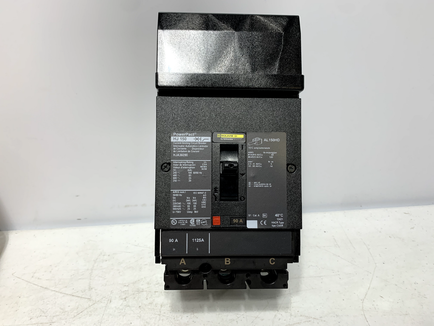 Square D HJA36090 Circuit Breaker I-Line Style Plug-In 600V 90A 3 Pole 65kA 480V