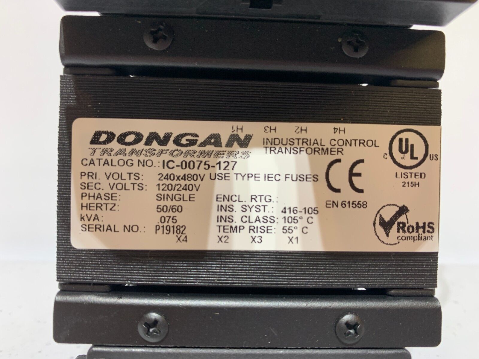 DONGAN IC-0075-127 Transformer 240Vx480V 50/60HZ - Chase Surplus