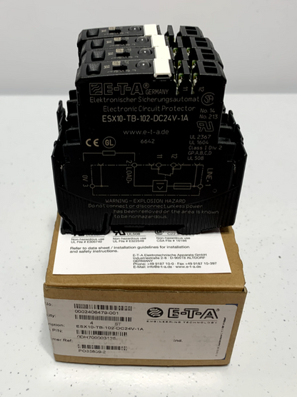 ETA ESX10-TB-102-DC24V-1A Circuit Breaker Protector 1 Pole 24V 1A (lot of 4)