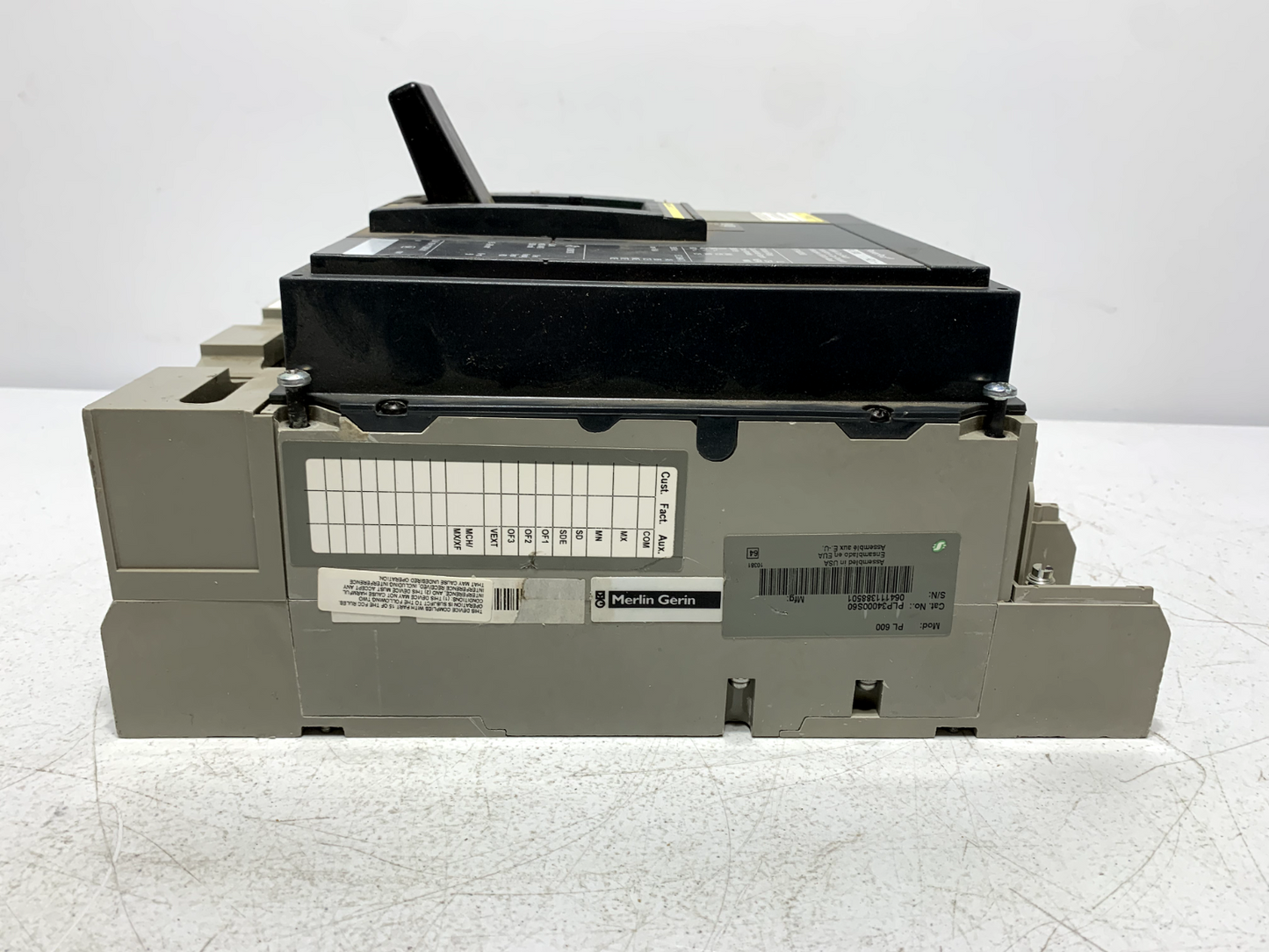 Square D PL600 PowerPact Circuit Breaker 600 Amp 3 Pole 480V PLP34000S60