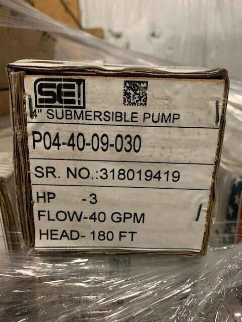 SEI P04-40-09-030 SS SUBMERSIBLE PUMP 4" 40GPM 3HP - Chase Surplus