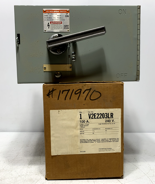 Siemens V7B2222LR Fused Vacu-Break Panelboard Switch 100A 240V 2 Pole L and R