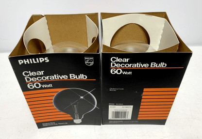 Philips 60G40/4M G40 Large Clear Globe Decorative Bulb 60W 2500 hours (lot of 2) - Chase Surplus