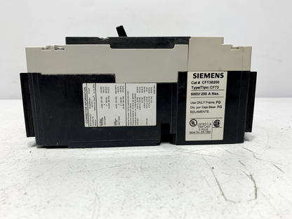 Siemens NFG3F250 Circuit Breaker 250A 600VDC 3 Pole