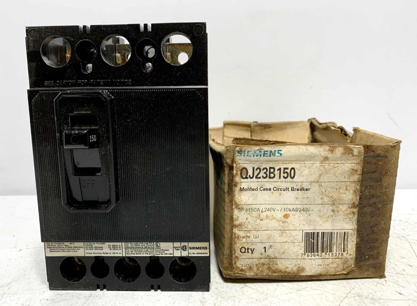 Siemens QJ23B150 Circuit Breaker 150 Amp 240V 3 Pole 10KA@240V