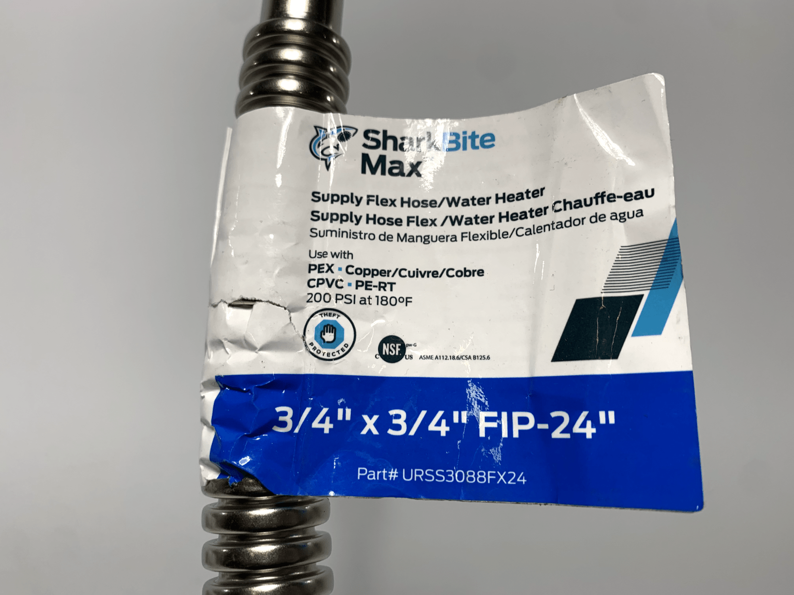 SharkBite URSS3088FX24 Stainless Steel Supply Line 3/4 x 3/4 x 24 in. FIP - Chase Surplus