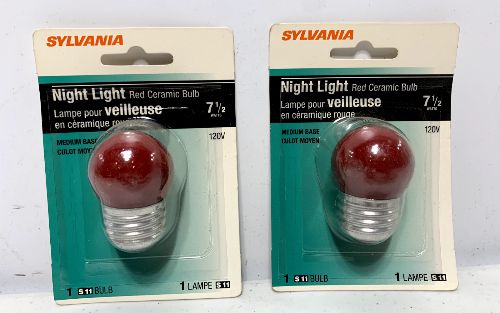 Sylvania 7.5S/CR/BL Night Light Bulb Red Ceramic 7.5W 120V S11 Bulb (lot of 2) - Chase Surplus