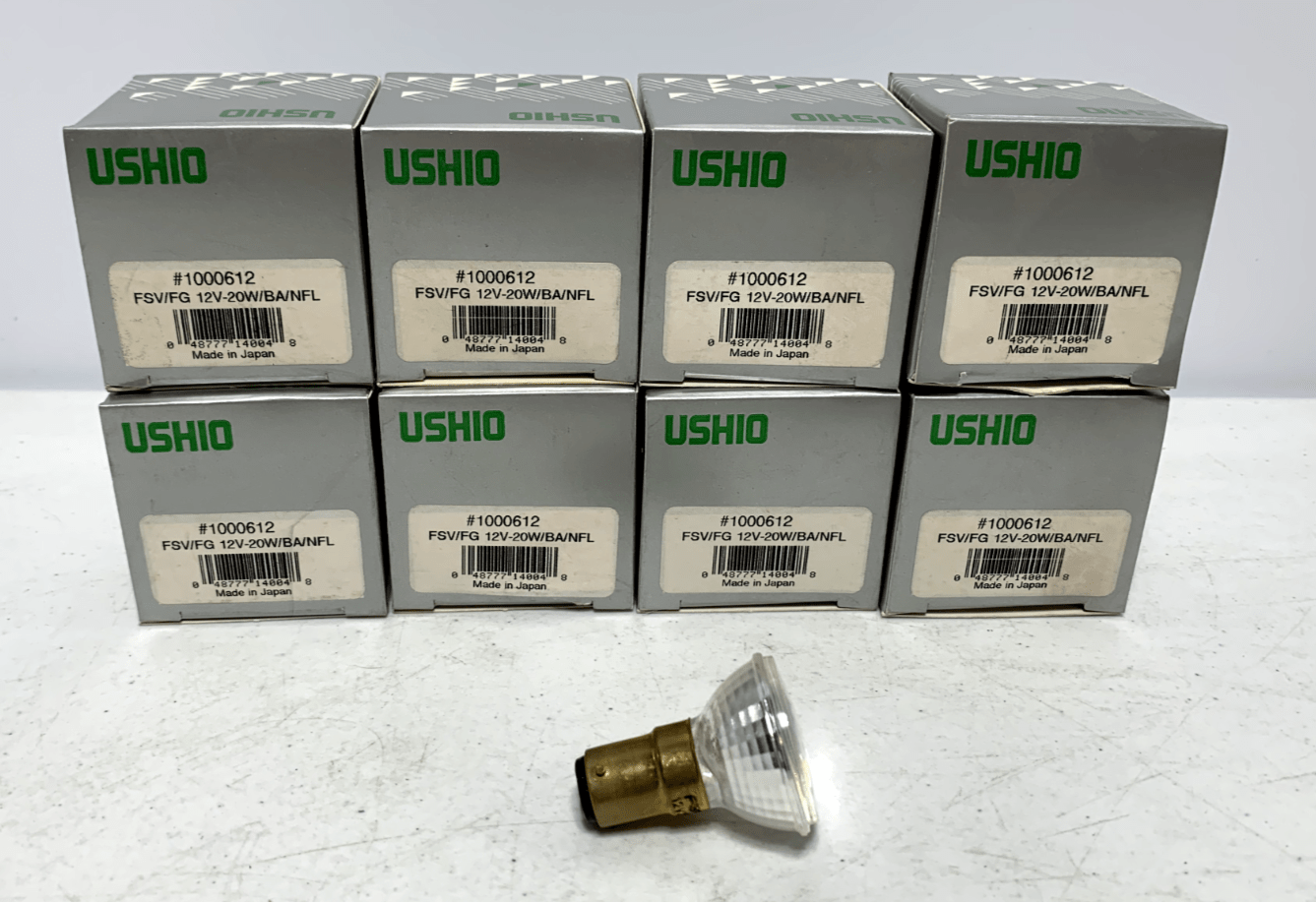 USHIO 1000612 FSV/FG 12V-20W/BA/NFL Halogen Bulb (lot of 8) - Chase Surplus