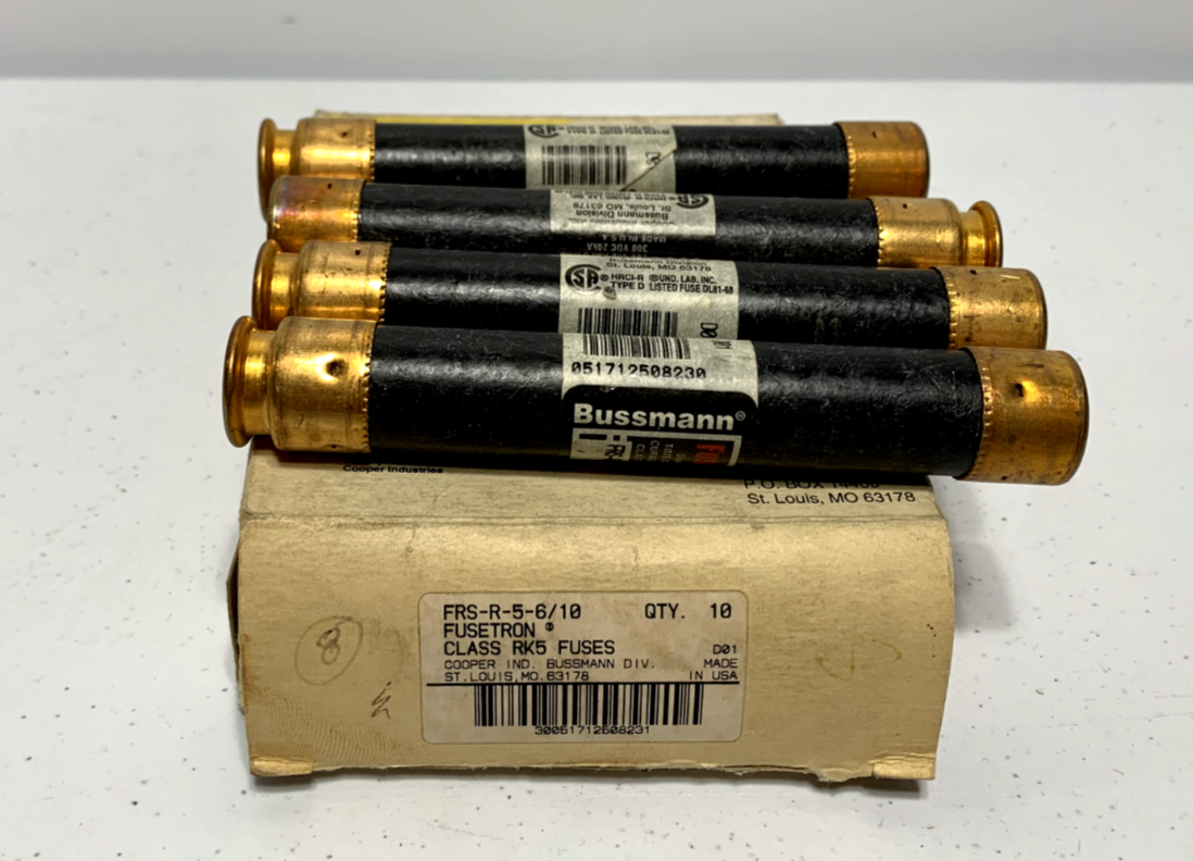 Cooper Bussmann FRS-R-5-6/10 Fusetron RK5 Fuse 600V 5 6/10 Amp 600V (lot of 4)