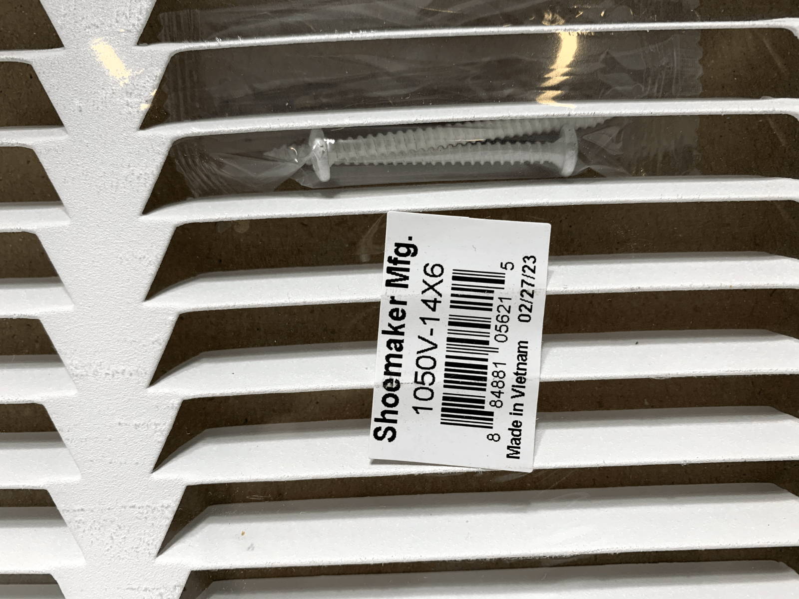 Shoemaker 1050V-14X6 Baseboard Return Air Grille 91024A2 White - Chase Surplus