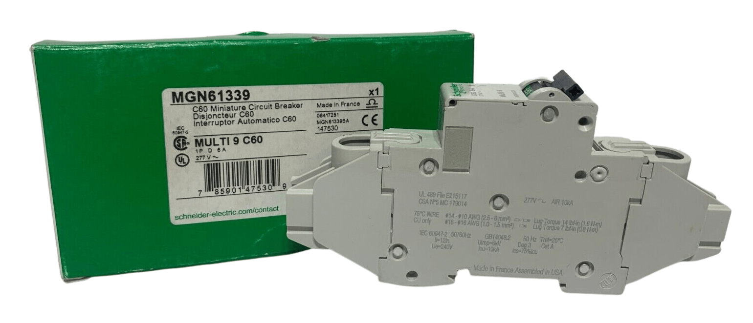 Schneider Electric MGN61339 Multi 9 C60 Miniature Circuit Breaker 277V Unit - Chase Surplus