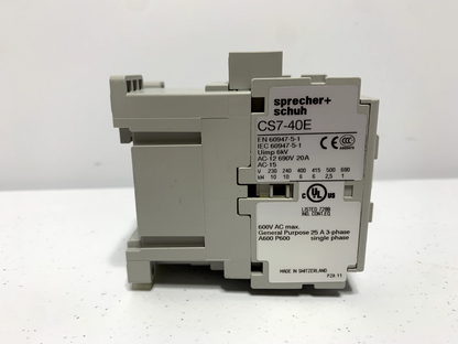 Sprecher & Schuh CS7-40E Control Relay 120V 4 Pole