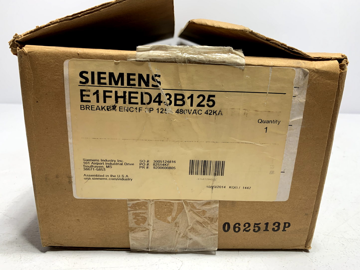 Siemens CED6N1F Circuit Breaker Enclosure 125 Amps 600 VAC