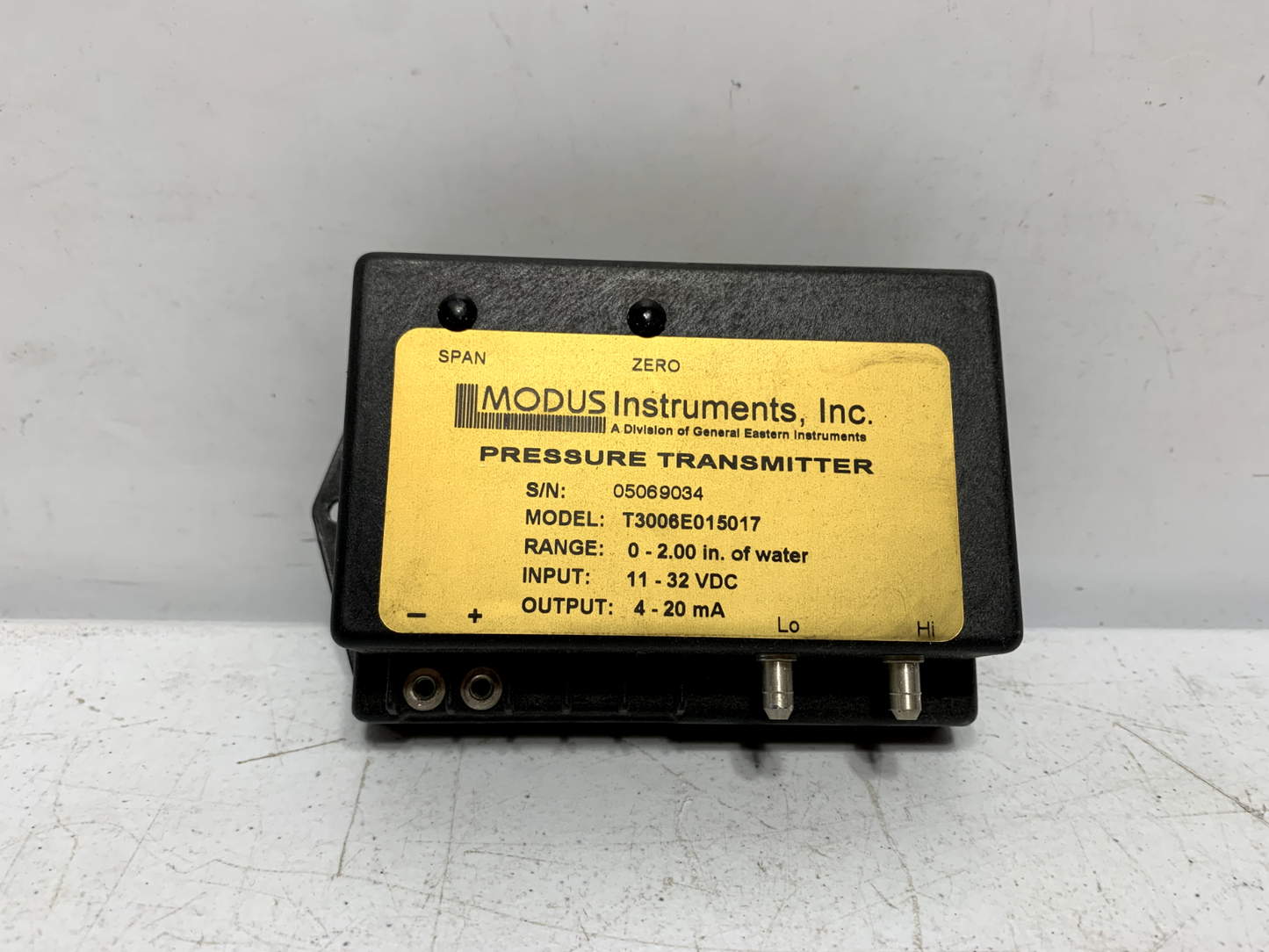 General Electric T30-030 Air Differential Pressure Transmitter 0-3.00 WC 4-20 mA