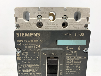 Siemens HFK3B250 Circuit Breaker 250A 3P Module Type HFGB