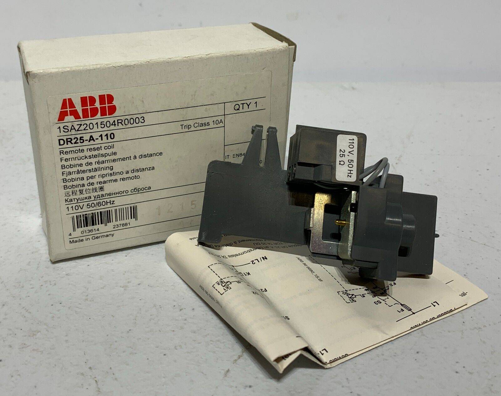 ABB DR25-A-110 Remote Reset Coil 1SAZ201504R0003 - Chase Surplus