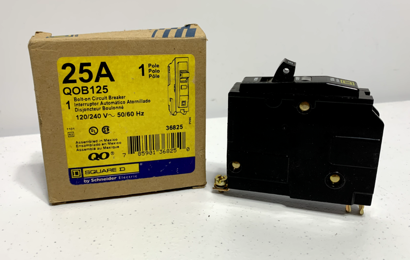 Square D QOB125 Bolt-On Ground Fault Circuit Breaker 25A 1P 240V