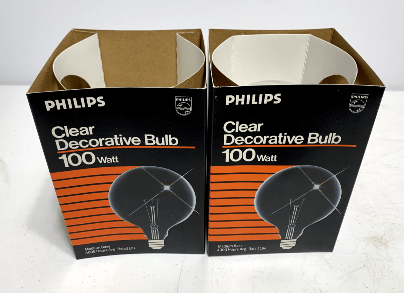 Philips 100G40/4M G40 5" Globe Clear Bulb 100W 120V 4000 hrs (lot of 2) - Chase Surplus