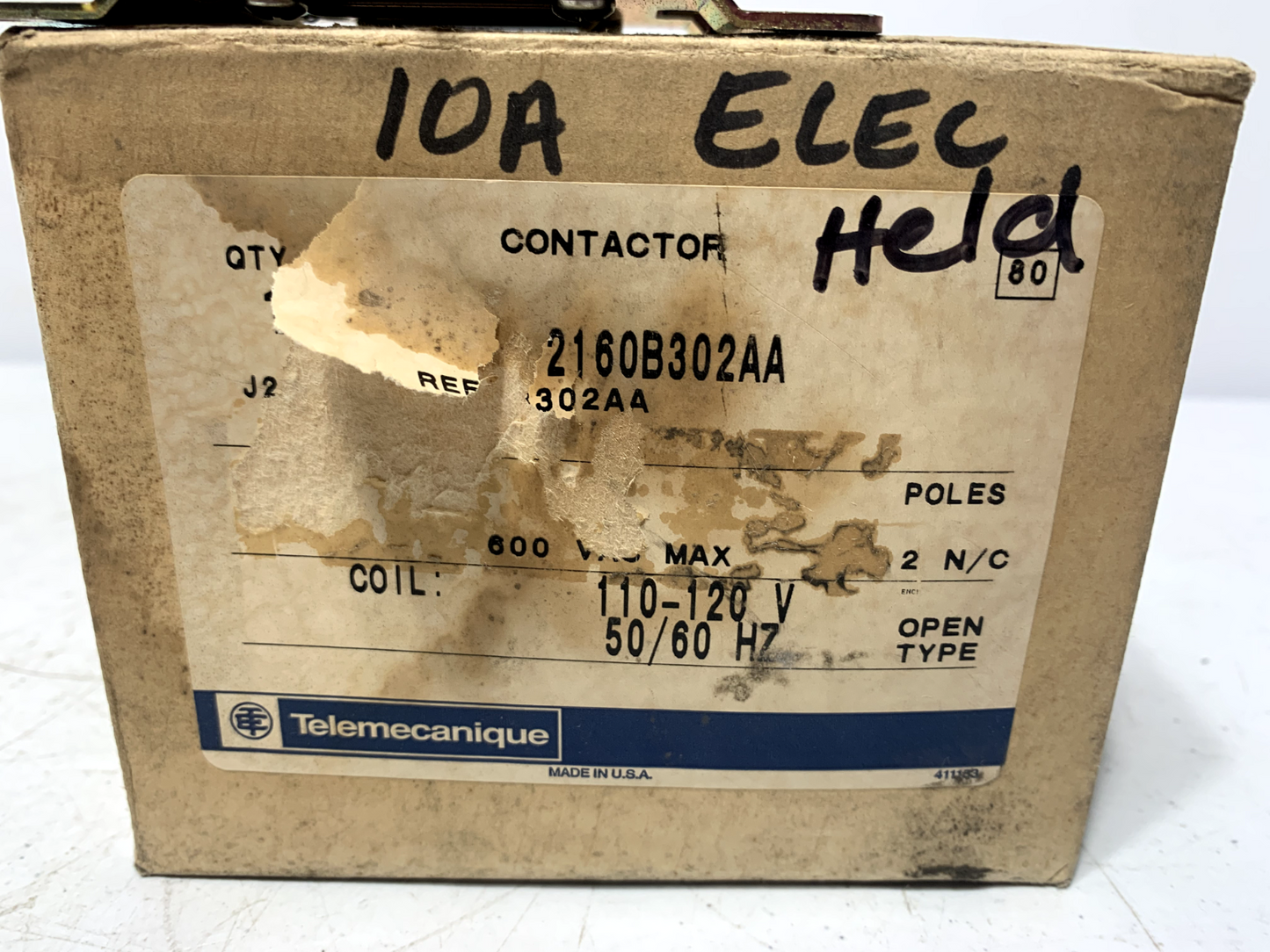 Telemecanique 2160B302AA Contactor 120V Coil 10A