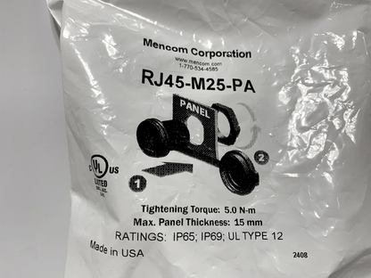 Mencom RJ45-M25-PA Panel Interface Port Adapter - Chase Surplus