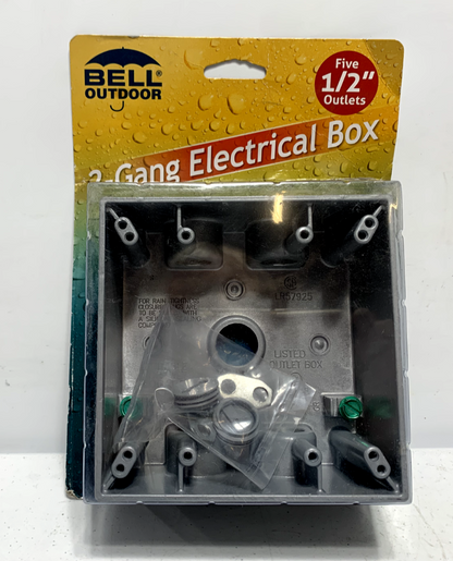 Bell Outdoor 5337-5 2-Gang 5-Hole 1/2" Hub Size 2" Deep Grey Electrical Box