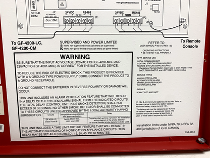 Global Fire Control G-Force GF-4200 Fire Alarm Control Panel FDX5000 - Chase Surplus