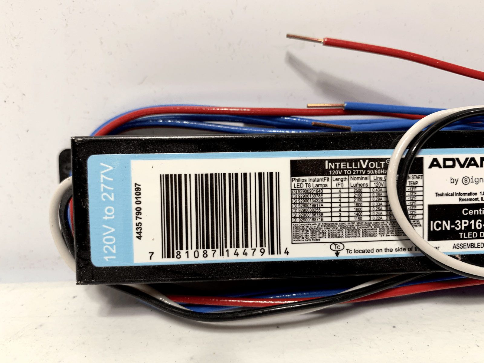 Philips Advance ICN-3P16-TLED-N Electronic Ballast 3 Lamp 277V TLED Driver - Chase Surplus