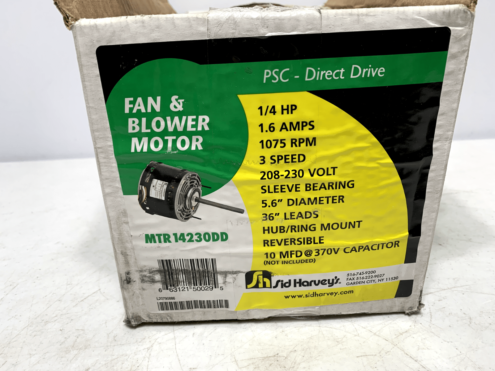 Sid Harveys MTR14230DD Blower Motor 1/4HP 1075RPM 3 Speed 230V - Chase Surplus