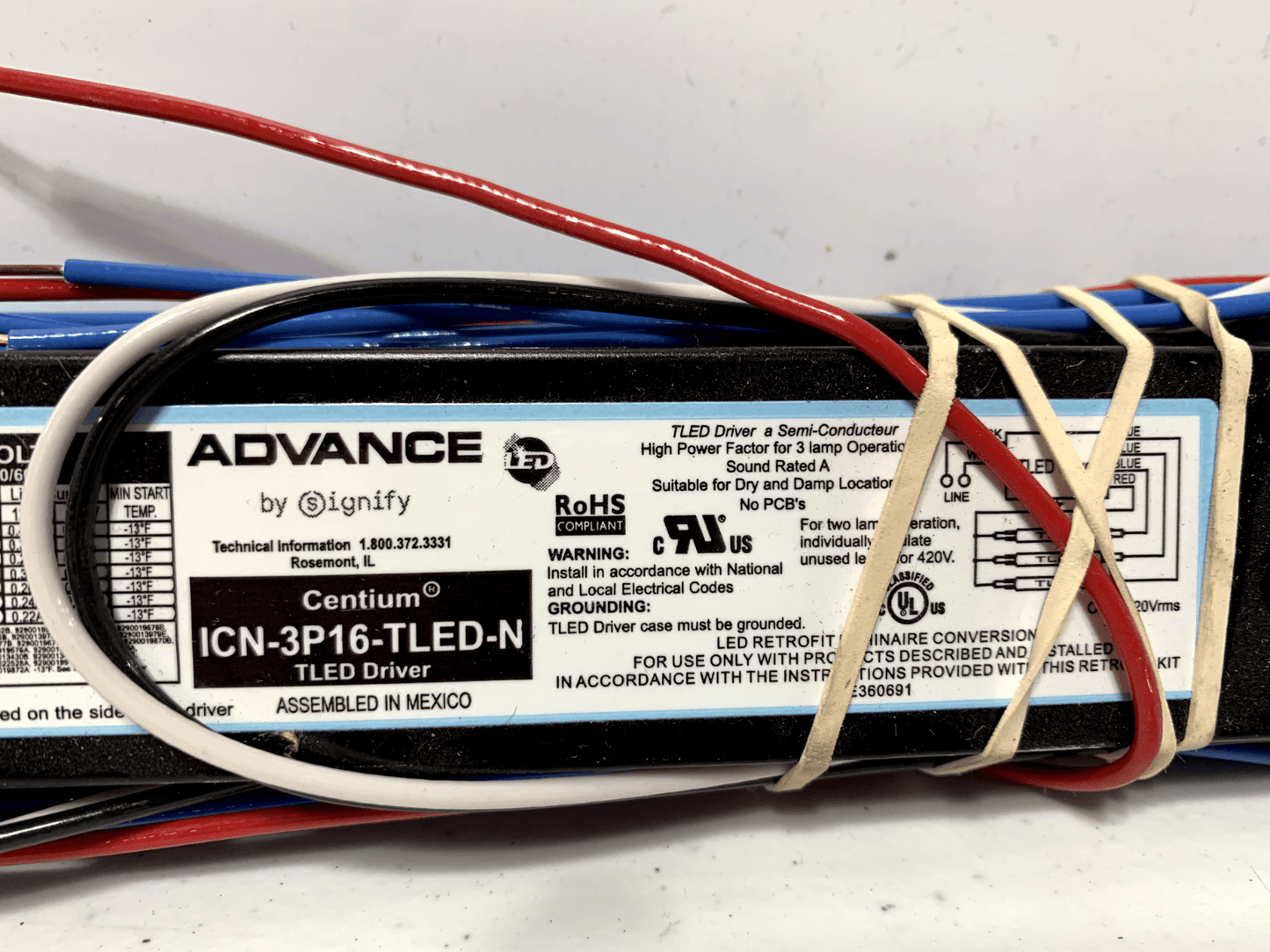 Philips Advance ICN-3P16-TLED-N Electronic Ballast 3 Lamp 277V TLED Driver - Chase Surplus