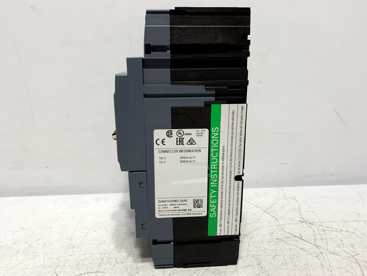 Siemens 3VA6110-5HN31-2AA0 Circuit Breaker 35kA 480V 3-pole 100 Amp