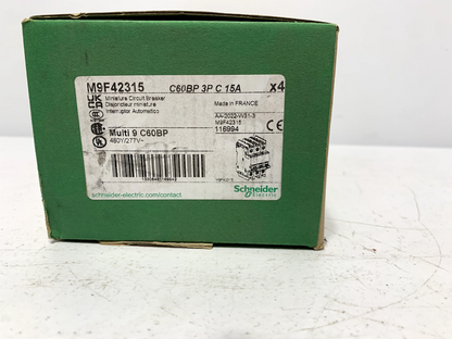 Schneider Electric M9F42315 Circuit Breaker Multi9 3 Pole 15 Amp C curve 10kA