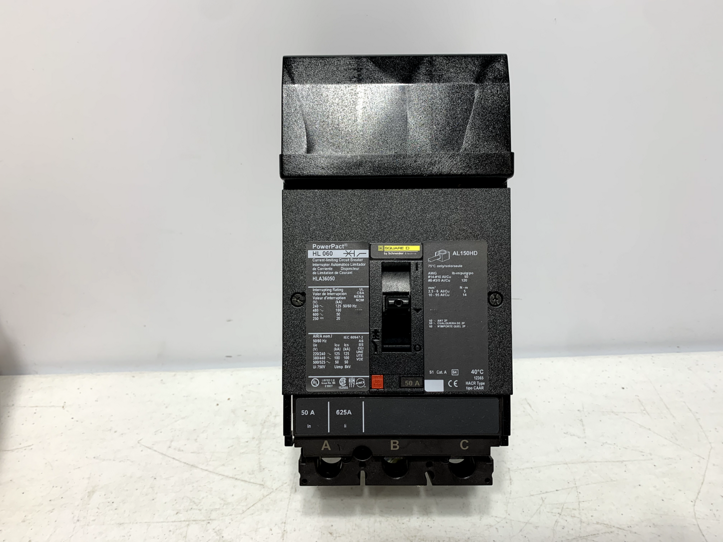 Square D HLA36050 Circuit Breaker I-Line 50A 3 Pole 50kA