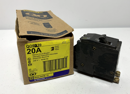 Square D QOB220 Circuit Breaker 20 Amp 240V 2 Pole