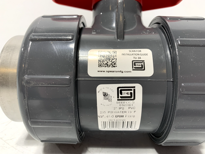 Spears 3621-020SR True Union 2000 Standard PVC Ball Valve 2" EPDM O-RING