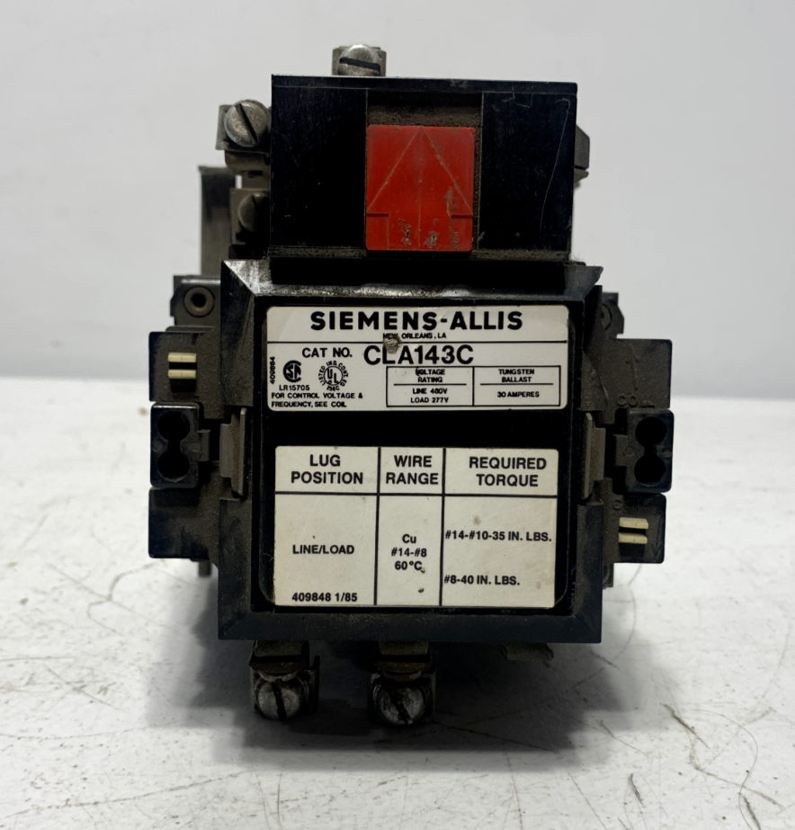 Siemens CLA143C Coil Lighting Contactor 30A 3P 24V