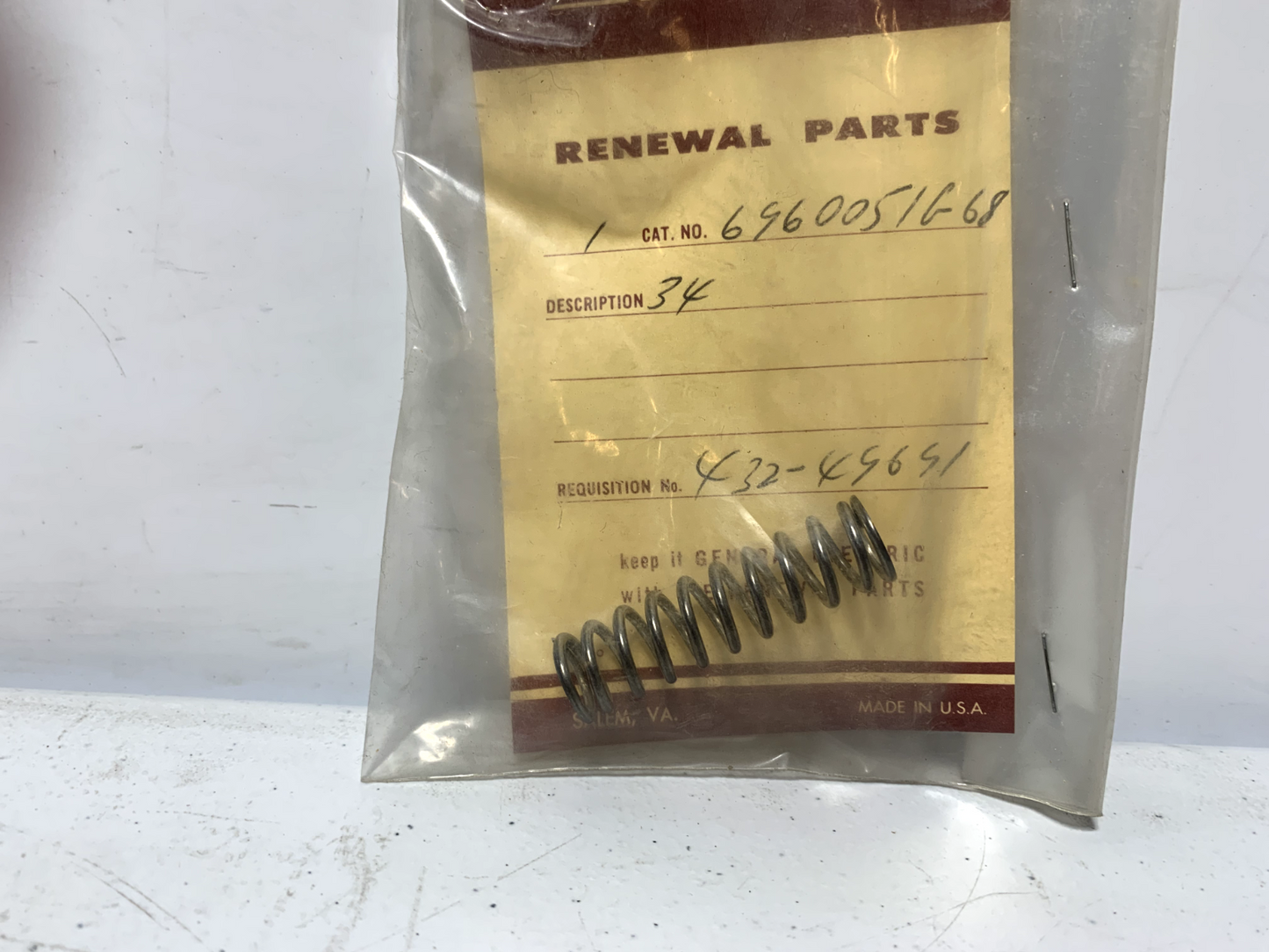 General Electric 6960051G68 Interlock Contract Spring