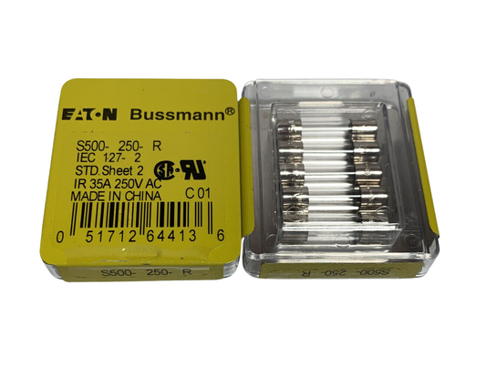 Bussman S500-250-R Time Delay Glass Fuse 250V (PK OF 5) New - Chase Surplus