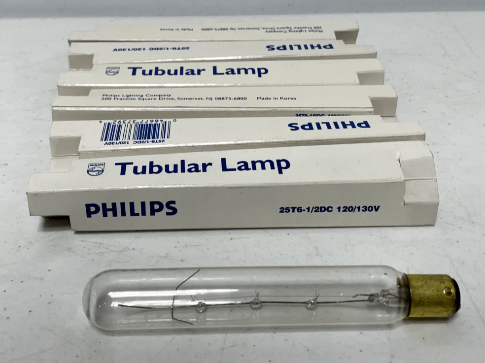 Philips 25T6-1/2DC Tubular Appliance Light Bulbs Clear 120/130V (lot of 6) - Chase Surplus