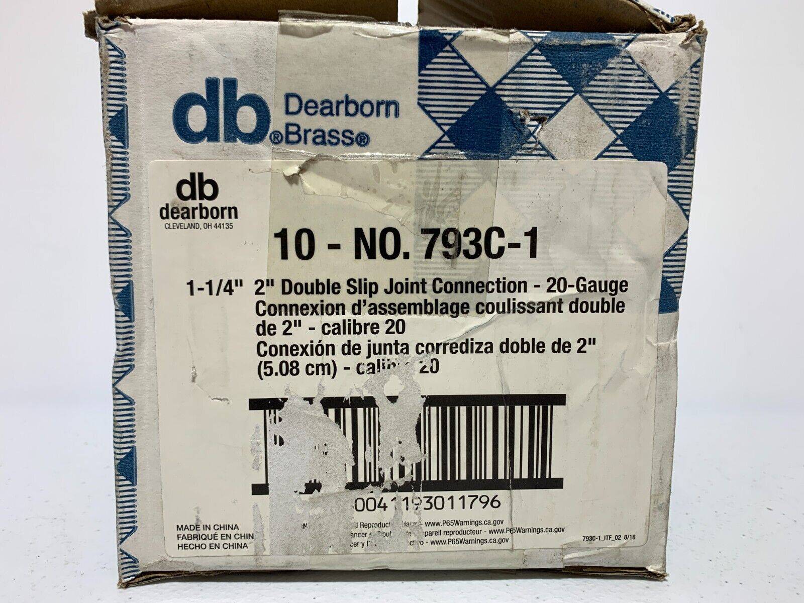 Dearborn Brass 793C-1 Double Slip Joint Connector, 1-1/4, 20 gauge (Box of 10) - Chase Surplus