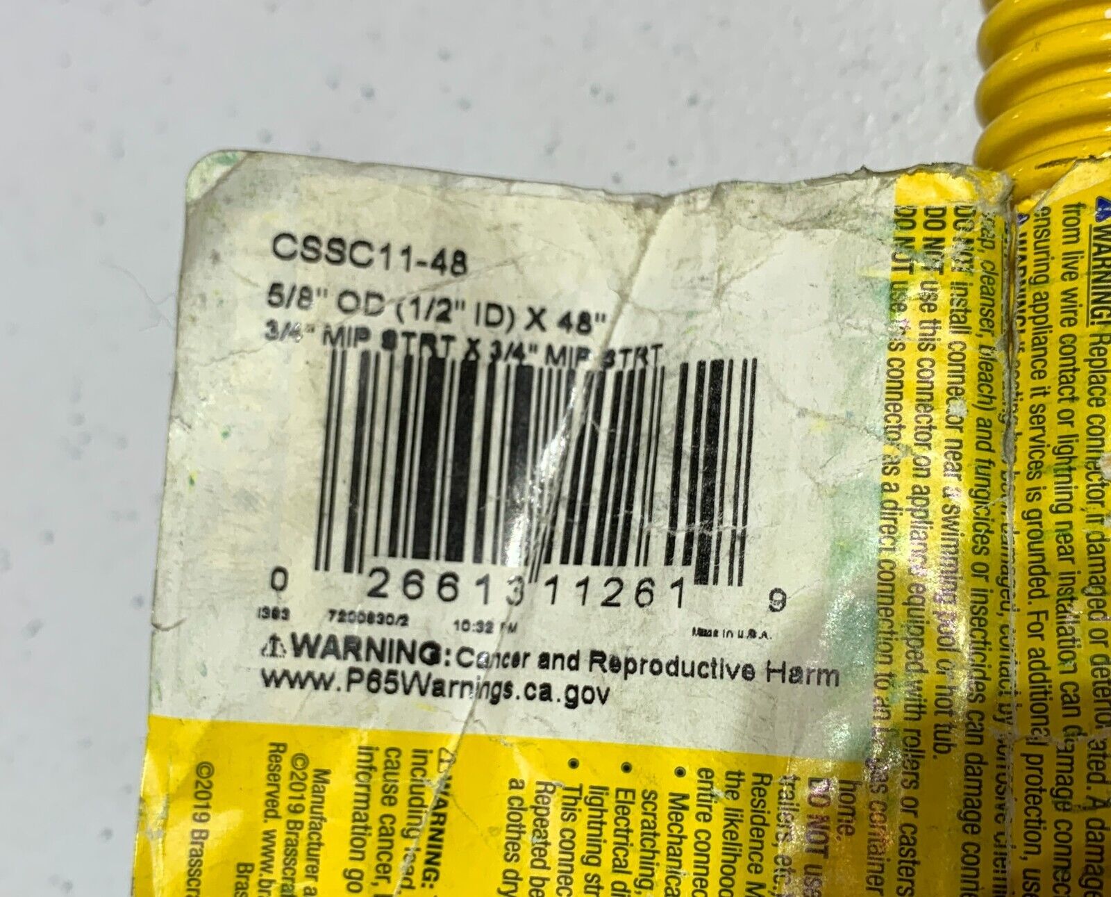 BRASSCRAFT CSSC11-48 5/8" FEMALE X 48"LONG  CORRUGATED GAS APPLIANCE CONNECTOR - Chase Surplus