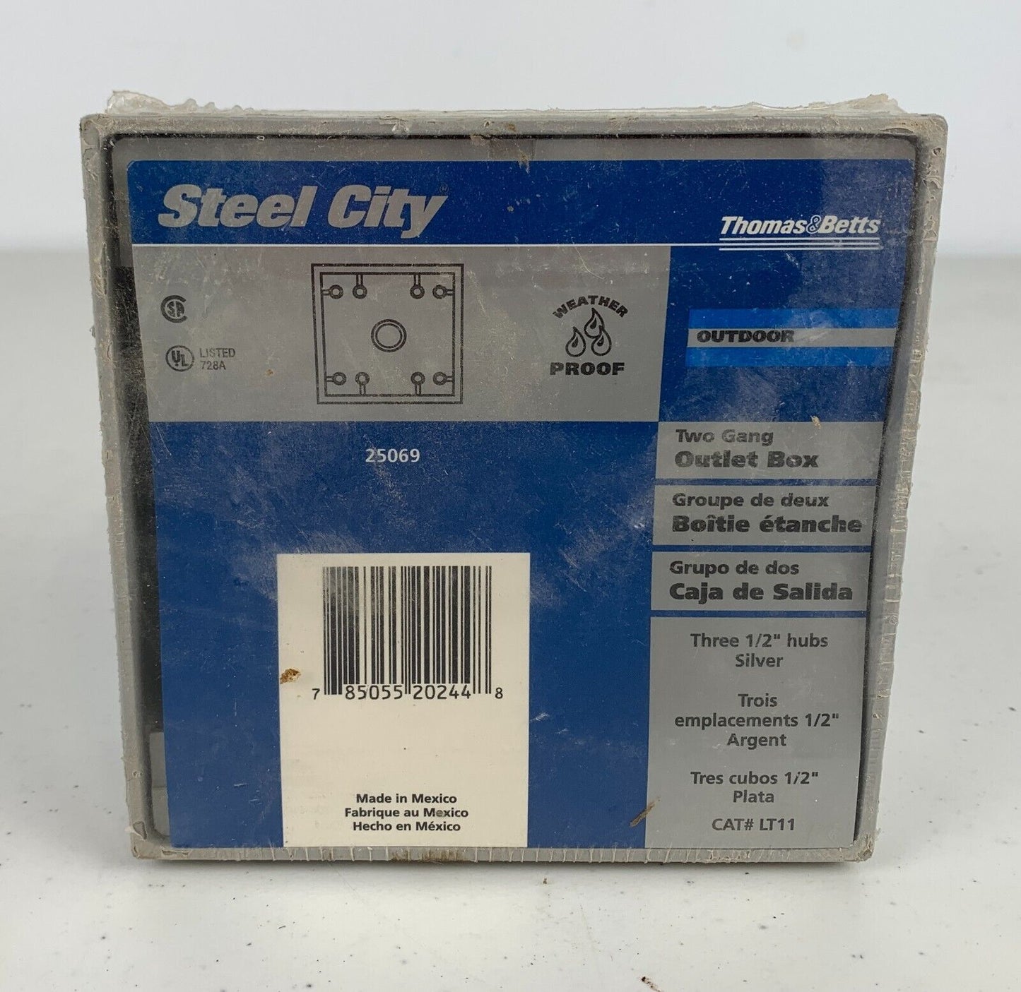 Thomas & Betts Steel City LT11 Outdoor 2 Gang Outlet Box Silver 25069 - Chase Surplus