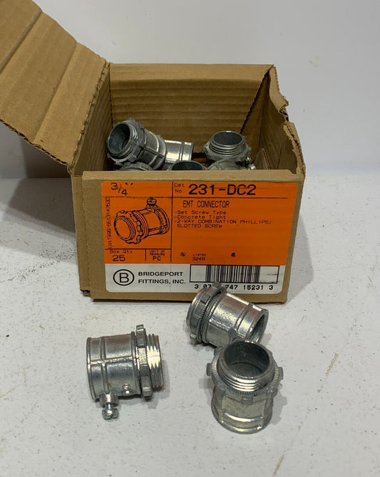 Bridgeport 231-DC2 ZINC EMT CONNECTOR 3/4" (Box of 12) - Chase Surplus