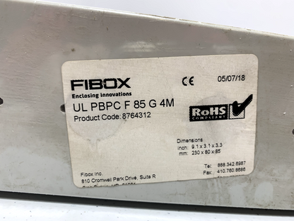 Fibox UL PBPC F 85 G 4M 9.1"x3.1"x3.3" Polycarbonate Box Enclosure