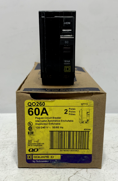 Square D QO260 Circuit Breaker 60 Amp 2 Pole 120/240 VAC 10kA