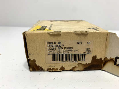 Cooper Bussmann FRN-R-40 Fusetron Fuses RK5 40 Amp 250V (lot of 10)