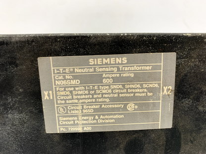 Siemens N06SMD Neutral Sensing Transformer 600 Amp